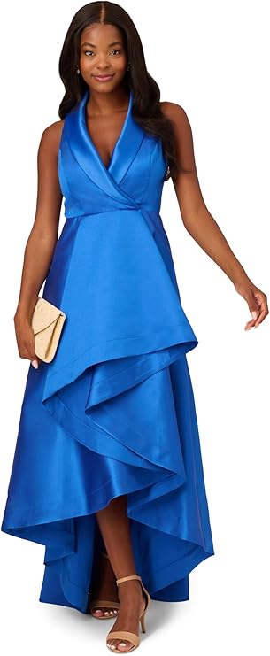 Adrianna Papell Women's Tuxedo HIGH Low Gown