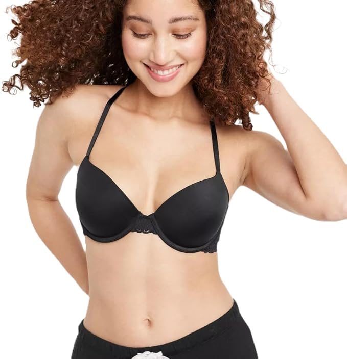 Auden Women's Demi Daydream Push-Up Bra (US, Cup Band, B, 36, Black)