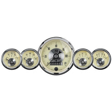 Load image into Gallery viewer, AutoMeter Gauge Kit 5 Pc 3-3/8in. &amp; 2-1/16in. Elec Speedo W/Wheel Odo Prestige Antq. Ivory