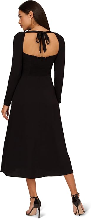 Adrianna Papell Women's Midi Light Crepe Dress, Black