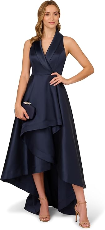 Adrianna Papell Women's Tuxedo HIGH Low Gown