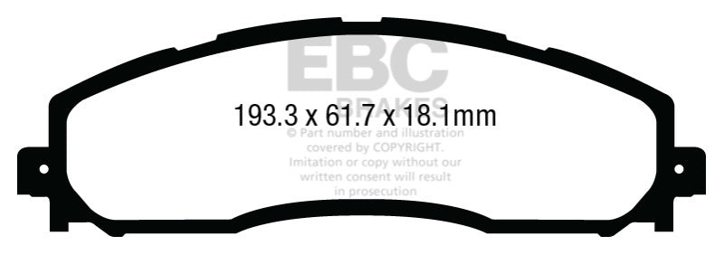EBC Brakes EBCED93016 Extra Duty Rear Brake Pads for Ford F-250 (2013-2014) Super Duty Vehicles