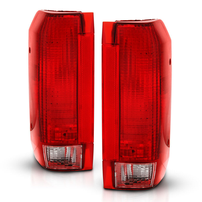 ANZO 1992-1996 Ford Bronco Tail Light Assembly with Red/Clear Lens – Chrome Housing, OE Replacement