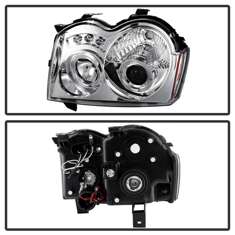 Spyder Jeep Grand Cherokee 2005-2008 LED Halo Projector Headlights with Chrome Finish * Part PRO-YD-JGC05-HL-C