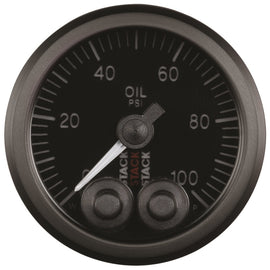 AutoMeter Stack Instruments Pro Control 52mm Oil Pressure Gauge - Black (0-100 PSI, 1/8in NPTF Male)