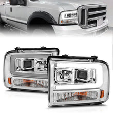 Load image into Gallery viewer, ANZO Headlights for 2006-2007 Ford F-250 Super Duty with Light Bar, Chrome Housing, Clear Lens - Pair