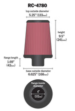 Load image into Gallery viewer, K&amp;N Engineering Universal Round Tapered Air Filter * 4-inch Flange, 6.625-inch Base OD, 5.25-inch Top OD, 9.5-inch Height