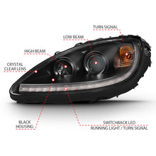 Load image into Gallery viewer, ANZO 2005-2013 Chevy Corvette Projector Headlight Set with Halo and Switchback - Black Housing with Amber Accents