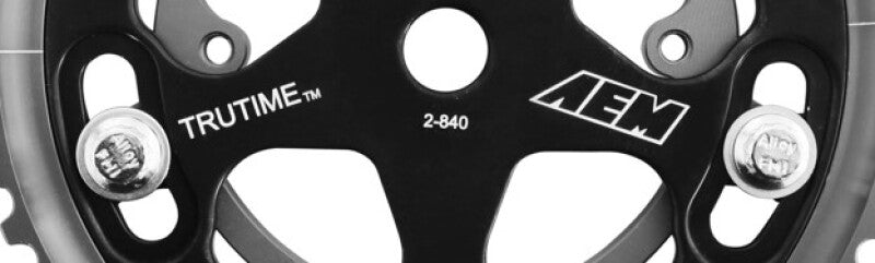 AEM Tru-Time Adjustable Camshaft Gear for Mitsubishi 4G63 Engine - Black Anodized, 5-Bolt Design