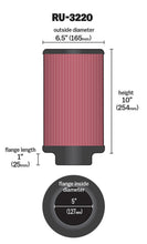 Load image into Gallery viewer, K&amp;N Engineering Universal Rubber Air Filter with 5-inch Flange, 6.5-inch Outer Diameter, and 10-inch Height