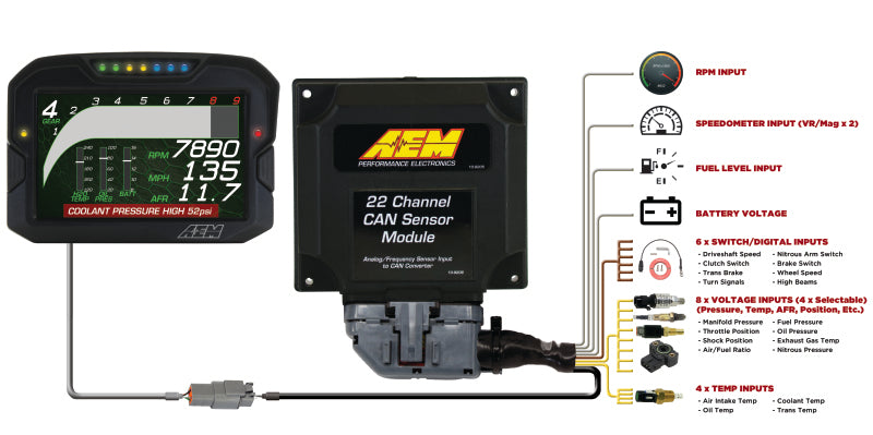 AEM 22 Channel CAN Sensor Module (Part Number: 30-2212) for Expanded Data Logging and Display