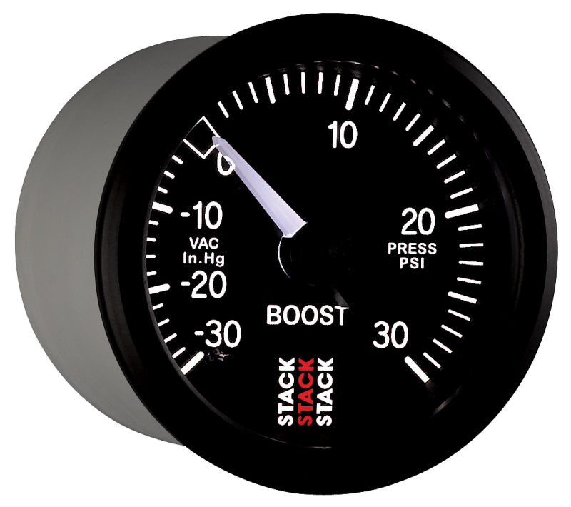 AutoMeter 52mm Stack Instruments Mechanical Boost Gauge -30 inHg to +30 PSI, Black