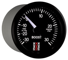 Load image into Gallery viewer, AutoMeter 52mm Stack Instruments Mechanical Boost Gauge -30 inHg to +30 PSI, Black