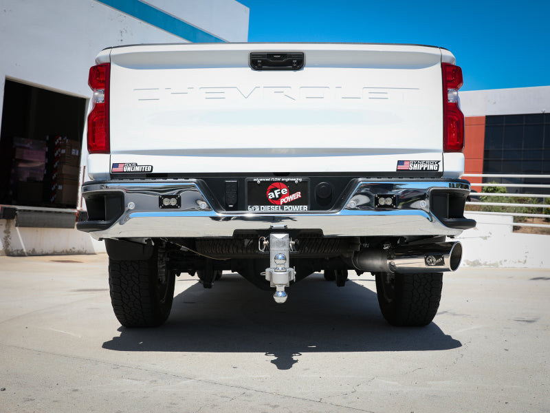 aFe Large Bore-HD 5-Inch Stainless Steel DPF-Back Exhaust System with Polished Tip for GM 6.6L Diesels