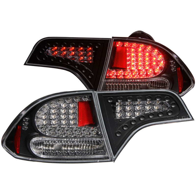 ANZO 2006-2011 Honda Civic LED Tail Light Assembly with Clear Lens and Black Housing