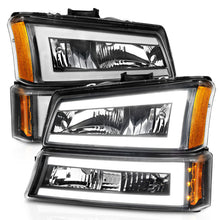Load image into Gallery viewer, ANZO 2003-2006 Chevrolet Silverado 1500 Crystal Headlights with Light Bar, Black Housing and Clear Lens