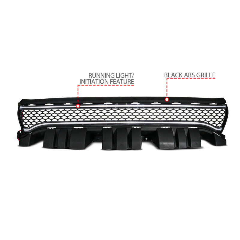 ANZO 15-23 Dodge Charger Black LED Grille with Ignition Initiation & Running Light Bar