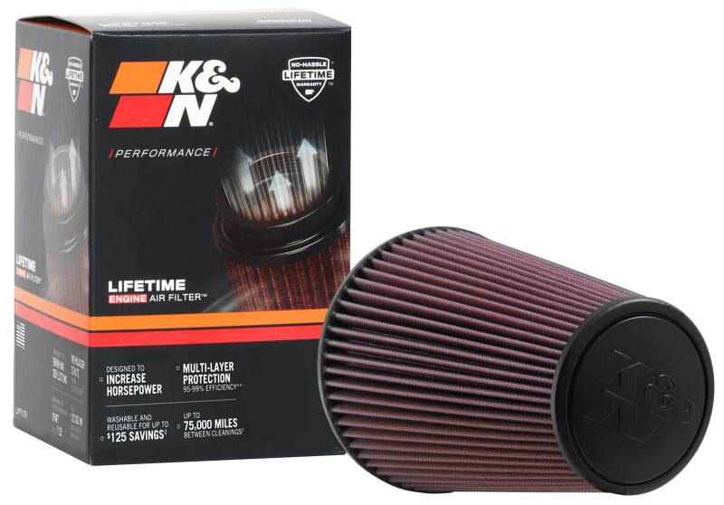 K&N Engineering Universal Clamp-On Air Filter 6 inch Flange / 7-1/2 inch Body / 4-1/2 inch Top / 9 inch Height