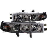 ANZO 1990-1993 Honda Accord Projector Headlights with Halo, Black Housing, Pair