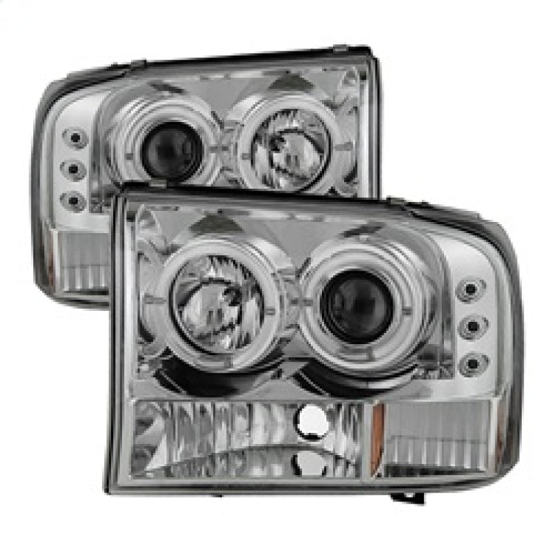 Spyder Halo LED Projector Headlights for Ford F-250 Super Duty 2002-2004, Version 2 Chrome with Bulbs Included