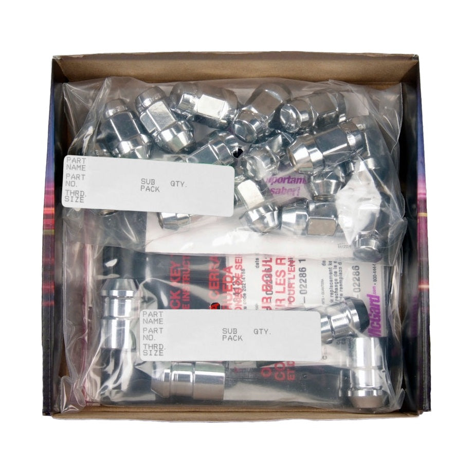 McGard Chrome Bulge Style Cone Seat Wheel Installation Kit for 5-Lug Vehicles, M12 x 1.5 Thread - Includes 16 Lug Nuts, 4 Wheel Locks, and Key