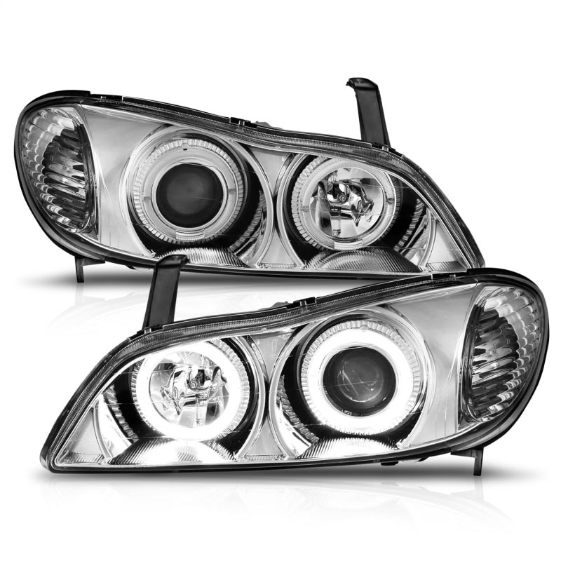 ANZO 2000-2004 Infiniti I30 and I35 Projector Headlights with Halo, Chrome Housing, Clear Lens – Pair