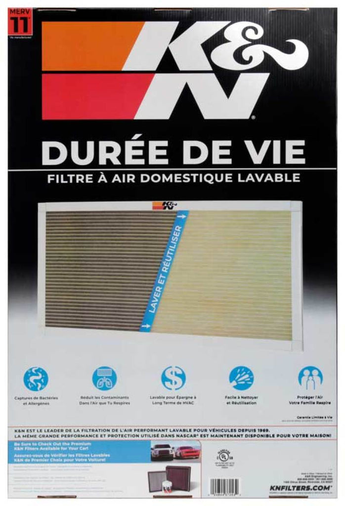 K&N Engineering HVAC Filter - 20 x 30 x 1 Inches, Reusable and Washable Air Filter with MERV 11 Rating