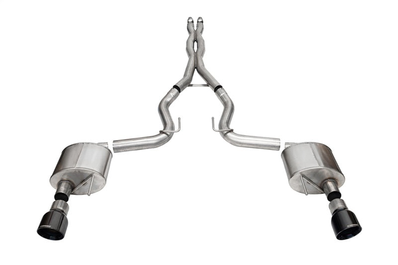 CORSA Performance 24+ Ford Mustang GT Xtreme Cat-Back Exhaust System with 3.0-inch Dual Rear Exit and 4.5-inch Black PVD Pro Tips