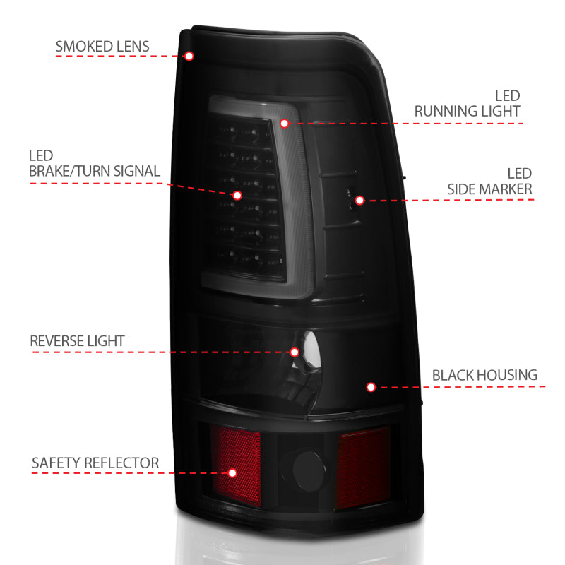 ANZO 2003-2006 Chevy Silverado 1500 LED Taillights with Smoke Lens and Black Housing