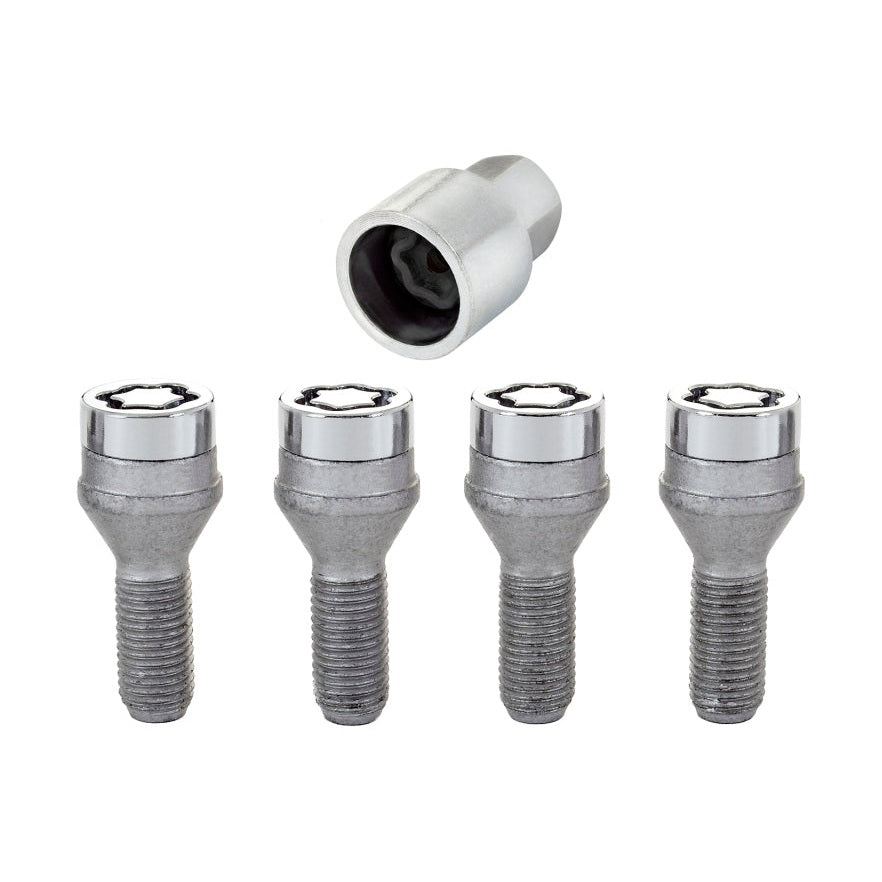 McGard Chrome Cone Seat Wheel Lock Bolt Set (M12 x 1.5) – 4-Piece with Key for BMW 3 Series