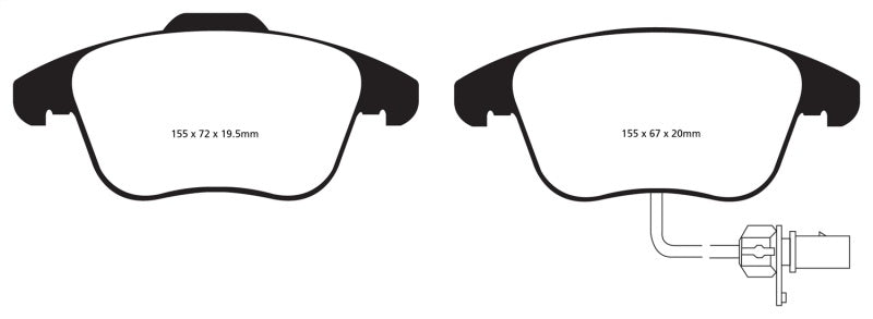 EBC Redstuff Ceramic Low Dust Front Brake Pads for Audi A5 2.0 Turbo - Part Number EBCDP31998C