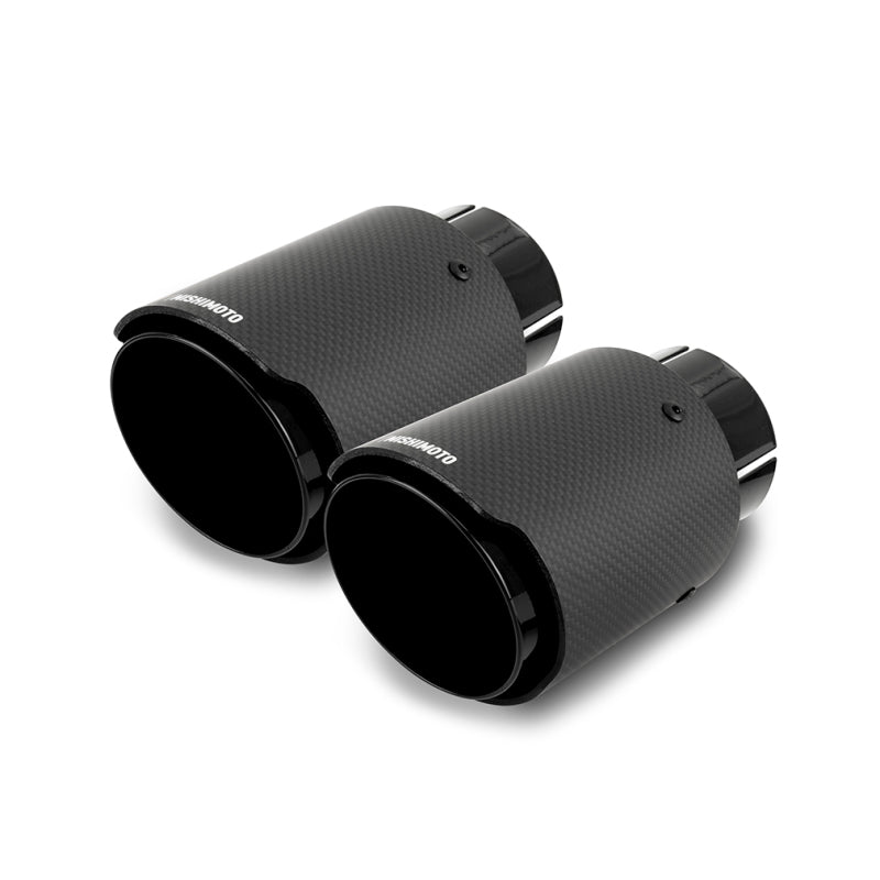 Mishimoto Carbon Fiber Dual Exhaust Tips 2.5 Inch Inlet, Black - Part Number misMMEXH-TIP-CFD25BK
