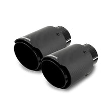 Load image into Gallery viewer, Mishimoto Carbon Fiber Dual Exhaust Tips 2.5 Inch Inlet, Black - Part Number misMMEXH-TIP-CFD25BK