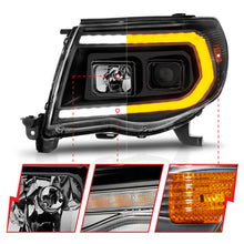 Load image into Gallery viewer, ANZO 05-11 Toyota Tacoma Projector Headlights with Light Bar Switchback in Black Housing