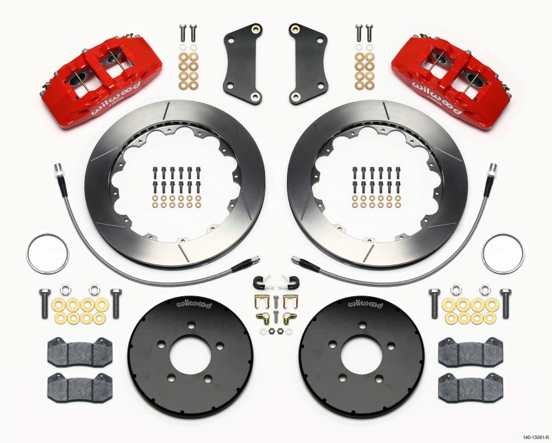 Wilwood Dynapro 6 Front Hat Kit with 12.88-inch Rotors for Mazda 3 (2004-2007) - Red Finish