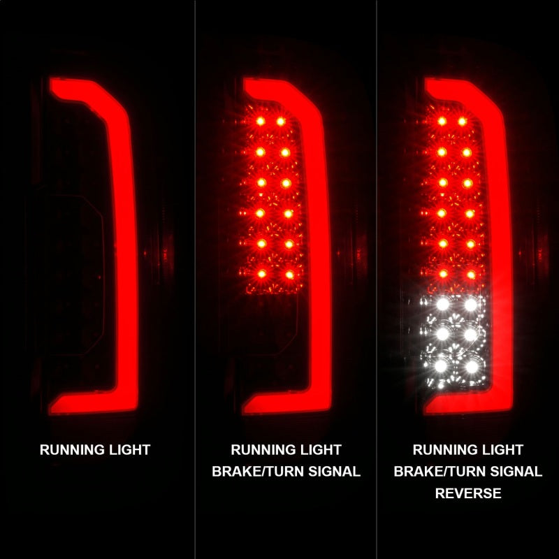 ANZO 15-21 GMC Canyon Full LED Taillights with Red Lightbar, Black Housing, Clear Lens