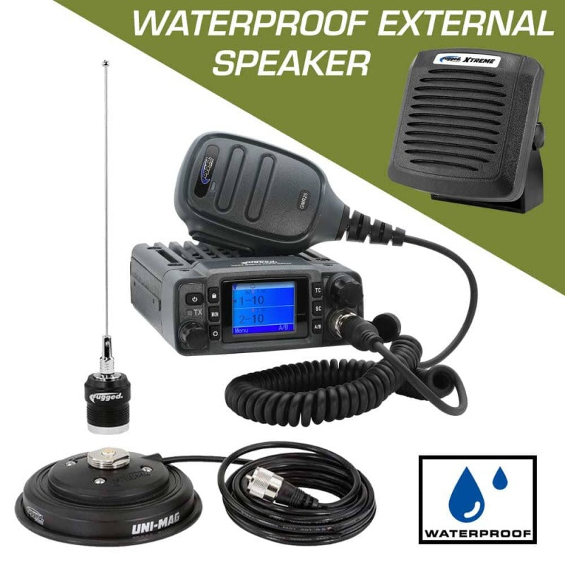 Rugged Radios GMR25 Waterproof GMRS Mobile Radio Kit with External Speaker