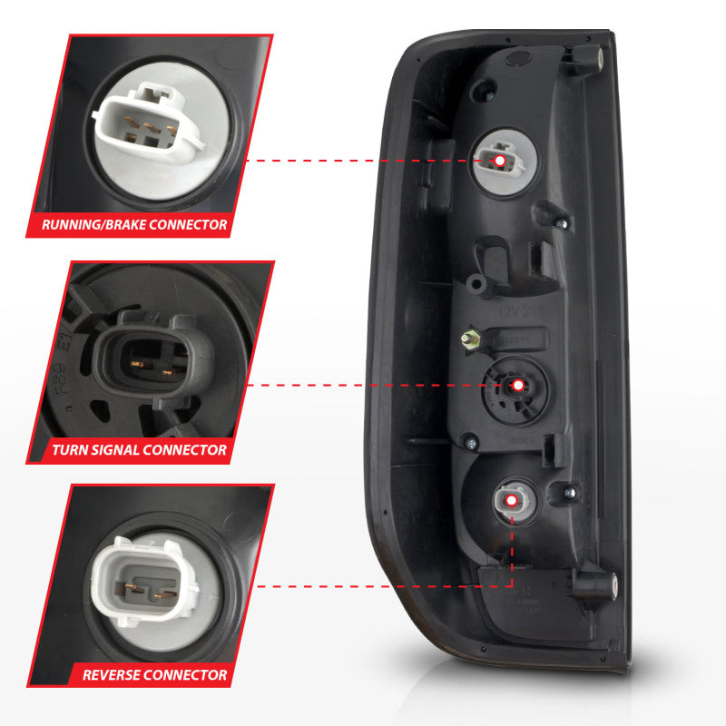 ANZO 2005-2021 Nissan Frontier LED Tail Light Assembly with Black Housing and Smoke Lens