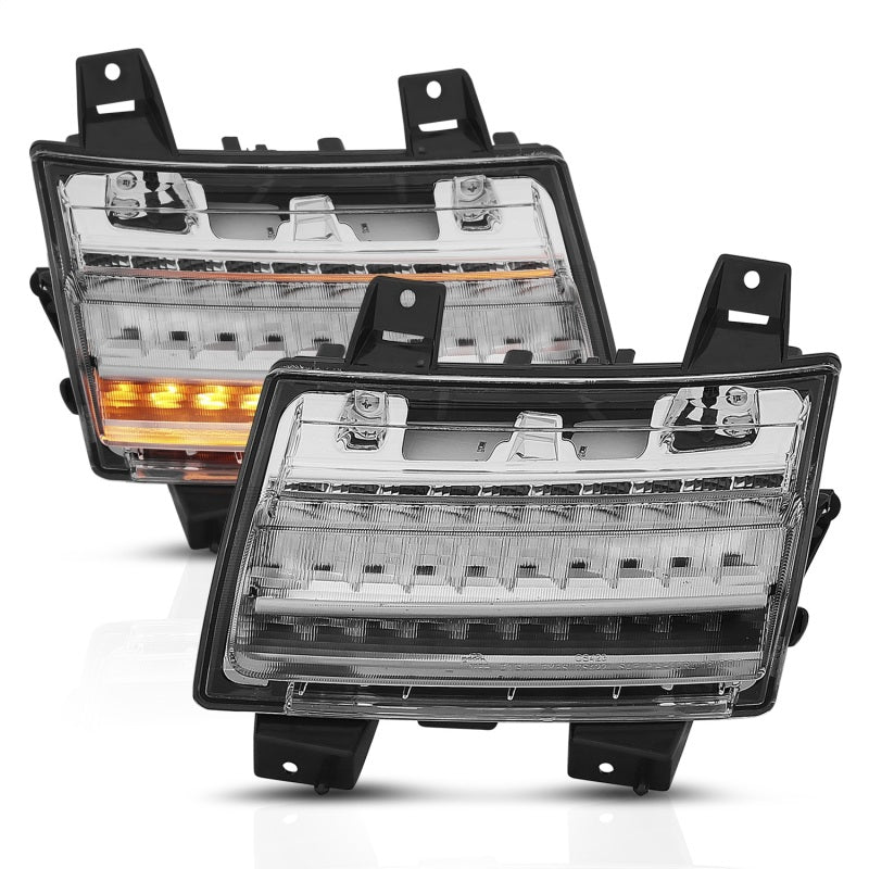 ANZO 18-19 Jeep Wrangler JL LED Chrome Clear Side Marker Lights with Sequential Signal - Pair