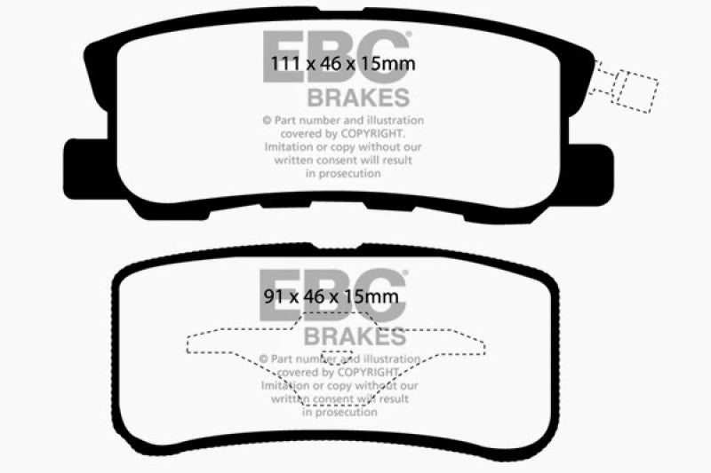 EBC Yellowstuff Rear Brake Pads for Mitsubishi Montero 2001-2006 * High-Performance Street and Track Use