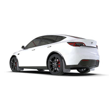 Load image into Gallery viewer, Rally Armor UR Series Mud Flaps for Tesla Model Y – Juniper Y White with Black Logo, Part Number RALMF72-UR-WH/BLK