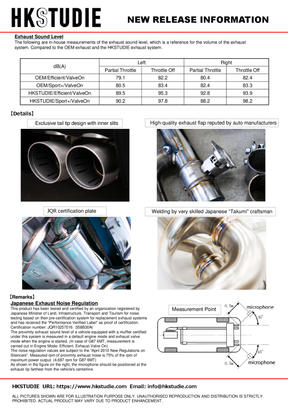 HKS HKSTUDIE Exhaust System for BMW G87 6MT - High-Performance Automotive Upgrade