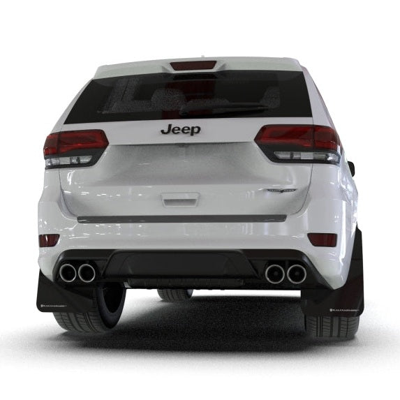 Rally Armor 18-22 Jeep Grand Cherokee SRT Trackhawk Black UR Mud Flap with Metallic Black Logo