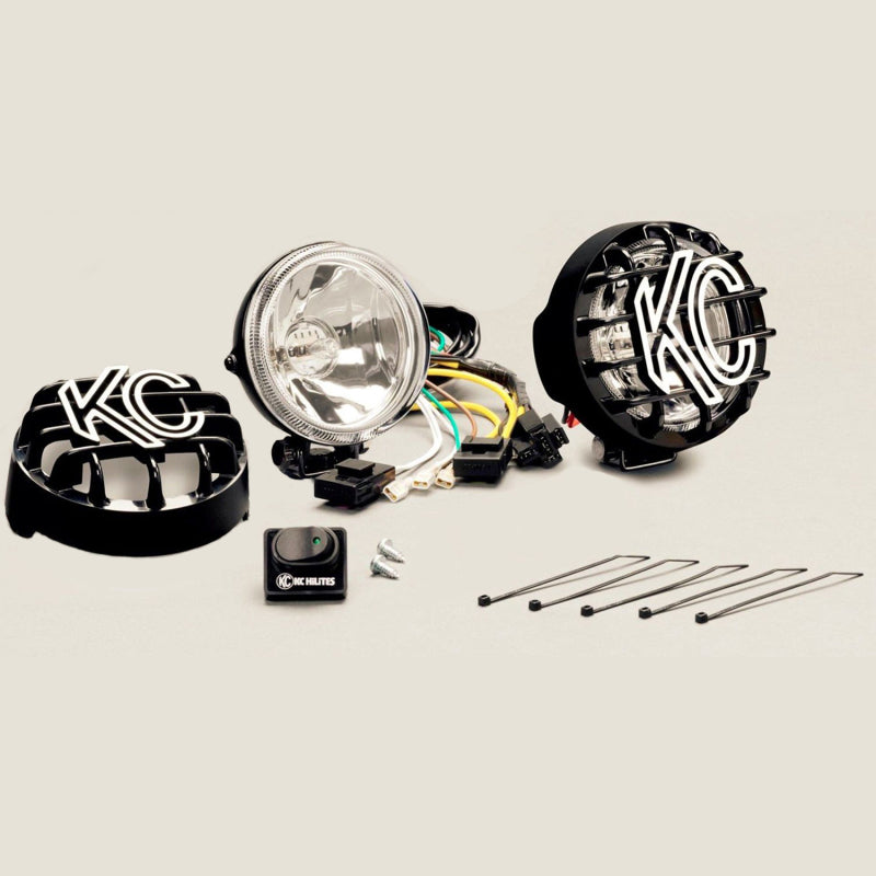KC HiLiTES Rally 400 4-inch Round Halogen Light Pair System with Spread Beam Pattern