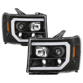 Spyder GMC Sierra 1500/2500/3500 2007-2013 Denali Black LED Projector Headlights (Part No. PRO-YD-GS07V2PL-BK)