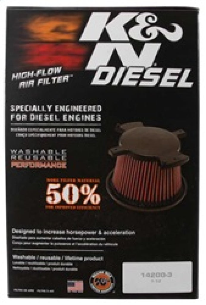 K&N Engineering Part E-0781 High-Flow Reusable Air Filter for 2010 GMC Sierra 2500HD and 3500HD, Chevrolet Silverado 2500HD and 3500HD with 6.6L Duramax V8 Diesel