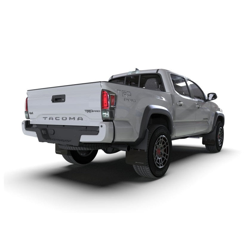 Rally Armor 16-23 Toyota Tacoma Gen 3 Black Mud Flap with Metallic Black Logo - Durable Polyurethane Mud Guards