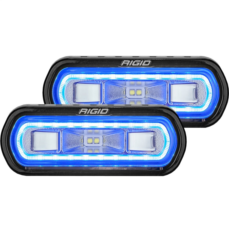 Rigid Industries SR-L Series Surface Mount LED Spreader Pair with Blue Halo for Off-Road and Vehicle Lighting