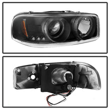 Load image into Gallery viewer, Spyder GMC Sierra 1500/2500/3500 1999-2006 Projector Headlights with Black Finish and LED Halo - Part Number PRO-YD-CDE00-HL-BK