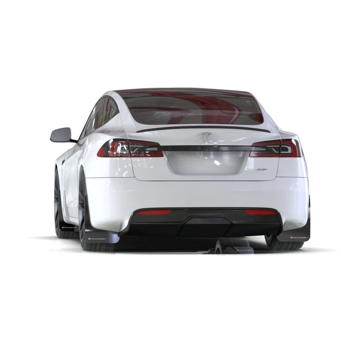 Rally Armor UR Series Mud Flaps for Tesla Model S (2021-2024) – Black with Red Logo
